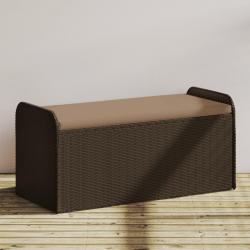 Banc de rangement et coussin marron 115x51x52 cm résine tressée alsavelo