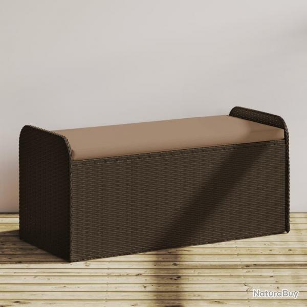 Banc de rangement et coussin marron 115x51x52 cm rsine tresse alsavelo