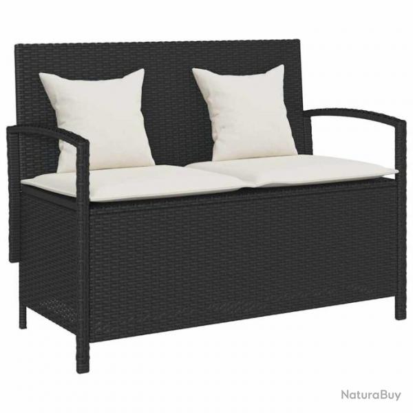 Banc de rangement de jardin avec coussin noir rsine tresse