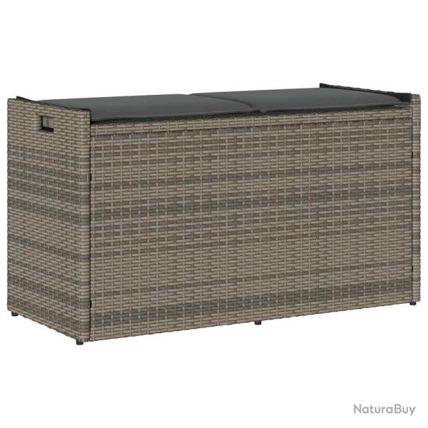 Banc de rangement extrieur coussin gris 100 cm rsine tresse alsavelo