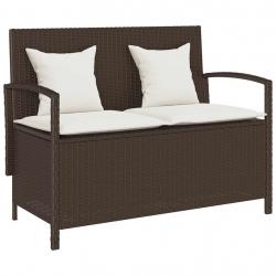 Banc de rangement de jardin avec coussin marron polyrotin alsavelo
