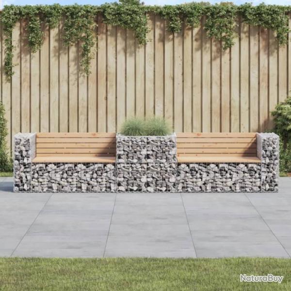 Banc de jardin avec panier en gabion bois massif de pin