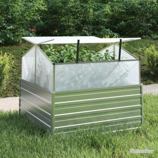 Lit surlev de jardin avec serre 100x100x85 cm Argent