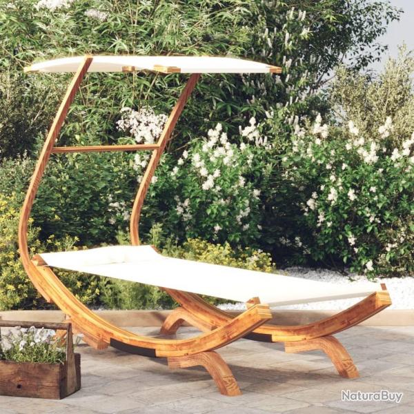 Lit repos avec auvent 100x190x134 cm Bois courb massif Crme alsavelo