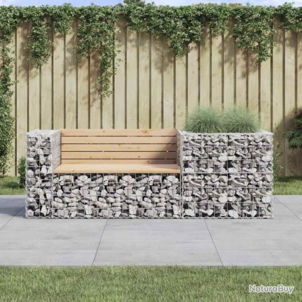 Banc de jardin avec panier en gabion bois massif de pin