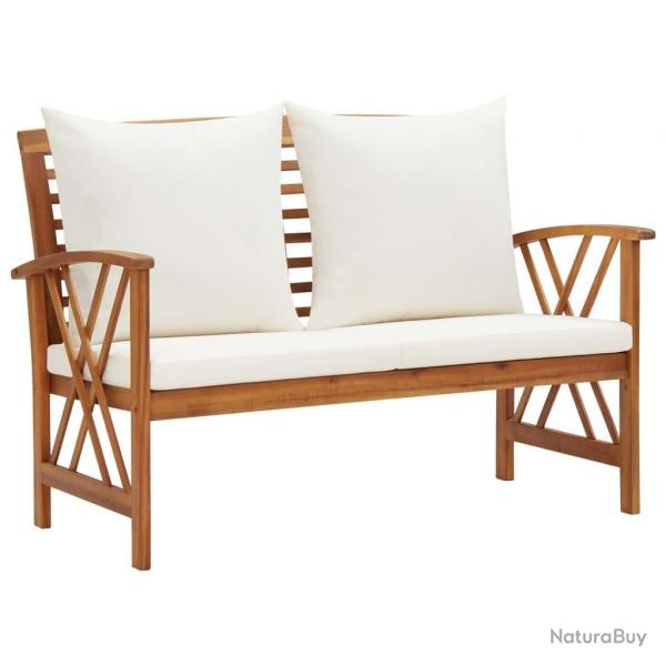 Banc de jardin avec coussins 119 cm Bois solide d'acacia alsavelo