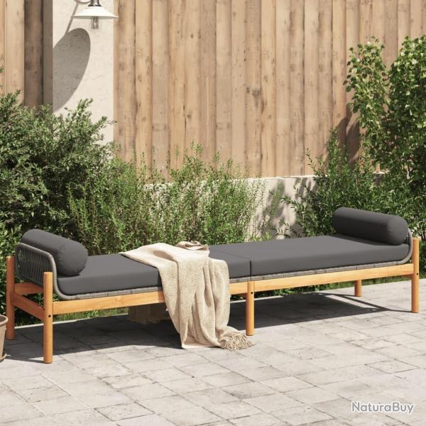 Banc de jardin avec coussin gris rsine tresse acacia alsavelo