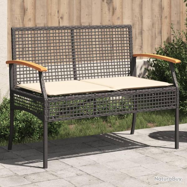 Banc de jardin avec coussin noir rsine tresse et acacia alsavelo