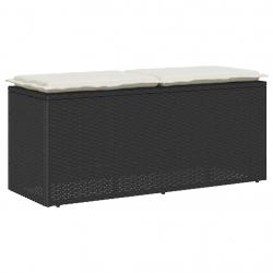 Banc de jardin avec coussin noir 110x40x44 cm résine tressée alsavelo