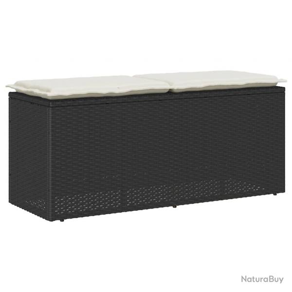 Banc de jardin avec coussin noir 110x40x44 cm rsine tresse alsavelo