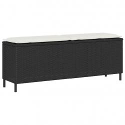 Banc de jardin avec coussin noir 110x30x40,5 cm résine tressée alsavelo