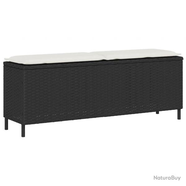 Banc de jardin avec coussin noir 110x30x40,5 cm rsine tresse alsavelo