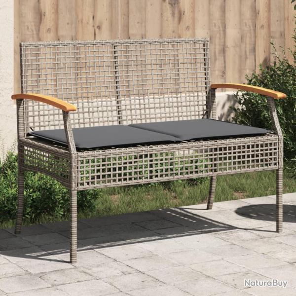 Banc de jardin avec coussin gris rsine tresse et acacia alsavelo