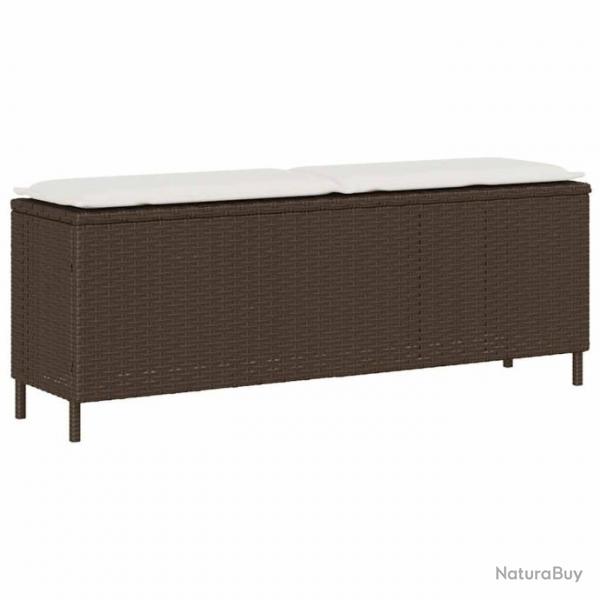 Banc de jardin avec coussin marron 110x30x40,5cm rsine tresse