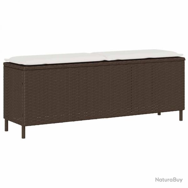 Banc de jardin avec coussin marron 110x30x40,5cm rsine tresse alsavelo