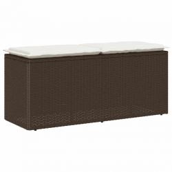 Banc de jardin avec coussin marron 110x40x44 cm résine tressée alsavelo