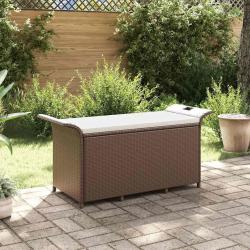 Banc de jardin avec coussin marron 116x46x57 cm résine tressée alsavelo