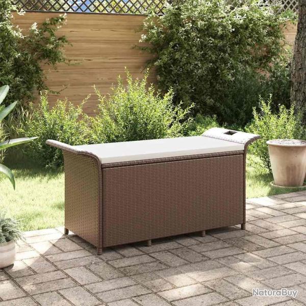 Banc de jardin avec coussin marron 116x46x57 cm rsine tresse alsavelo