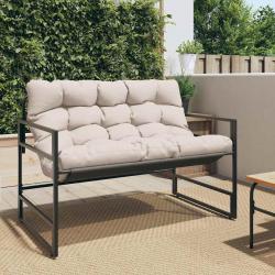 Banc de jardin avec coussin taupe 113 cm acier alsavelo