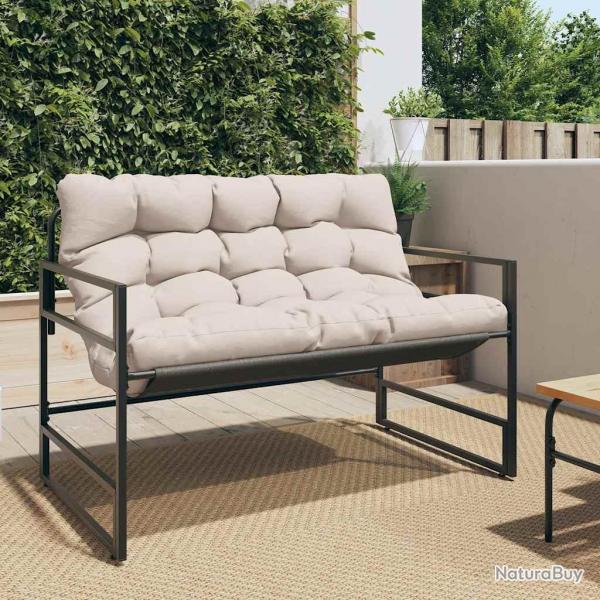Banc de jardin avec coussin taupe 113 cm acier alsavelo