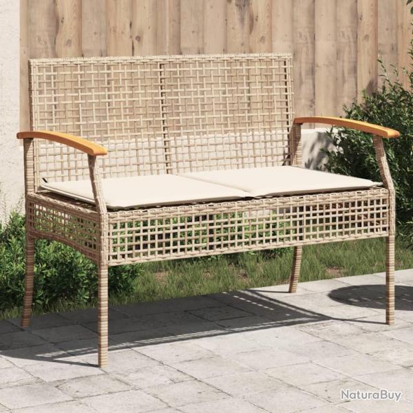 Banc de jardin avec coussin beige rsine tresse et acacia alsavelo