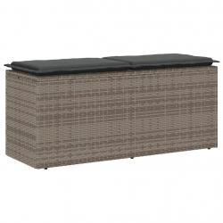Banc de jardin avec coussin gris 110x40x44 cm résine tressée alsavelo