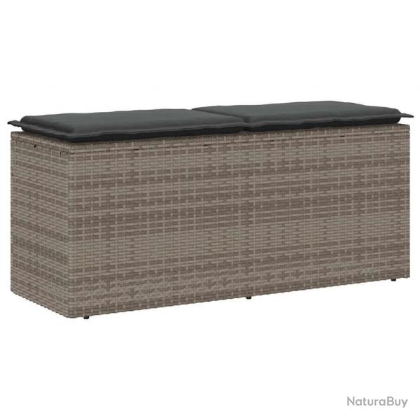 Banc de jardin avec coussin gris 110x40x44 cm rsine tresse alsavelo