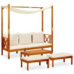 Banc de jardin avec table et repose-pieds Bois d'acacia solide alsavelo