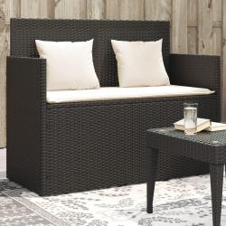 Banc de jardin avec coussins noir résine tressée alsavelo