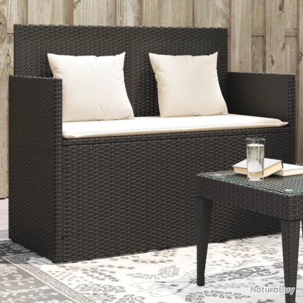 Banc de jardin avec coussins noir rsine tresse