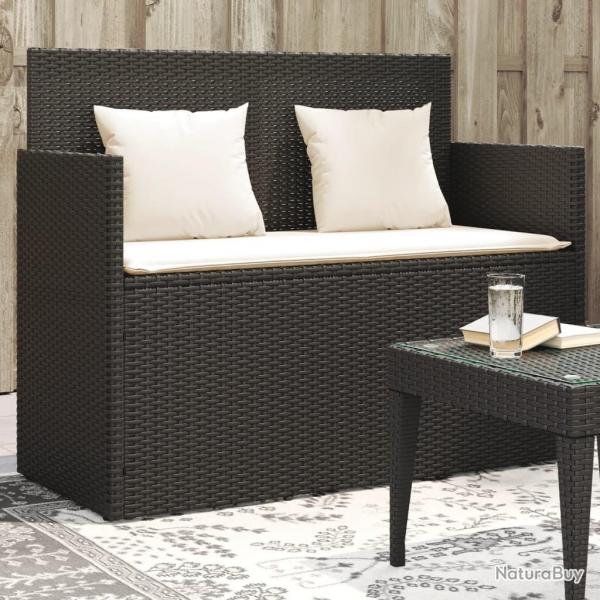 Banc de jardin avec coussins noir rsine tresse alsavelo