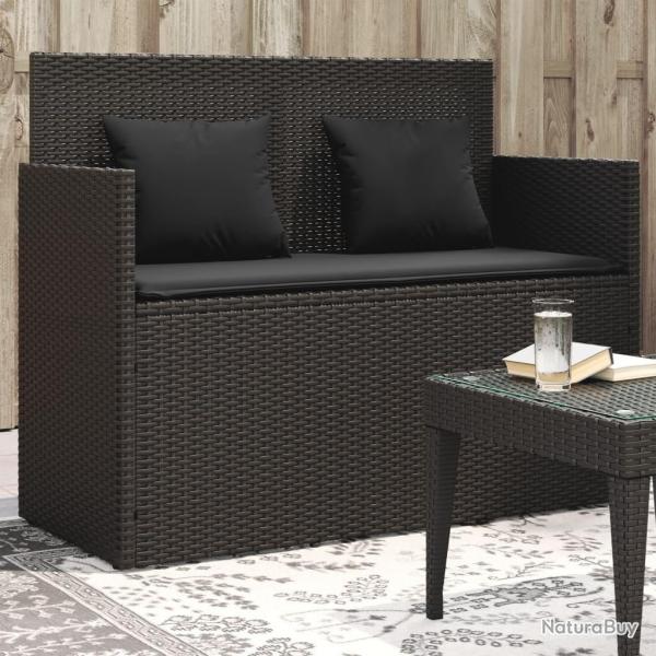 Banc de jardin avec coussins noir rsine tresse alsavelo