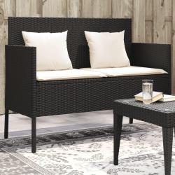 Banc de jardin avec coussins noir résine tressée alsavelo