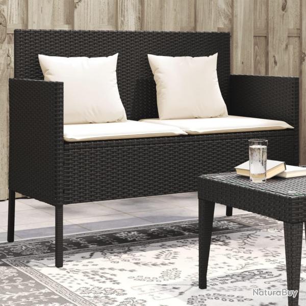 Banc de jardin avec coussins noir rsine tresse alsavelo