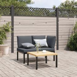 Banc de jardin avec coussins noir aluminium alsavelo