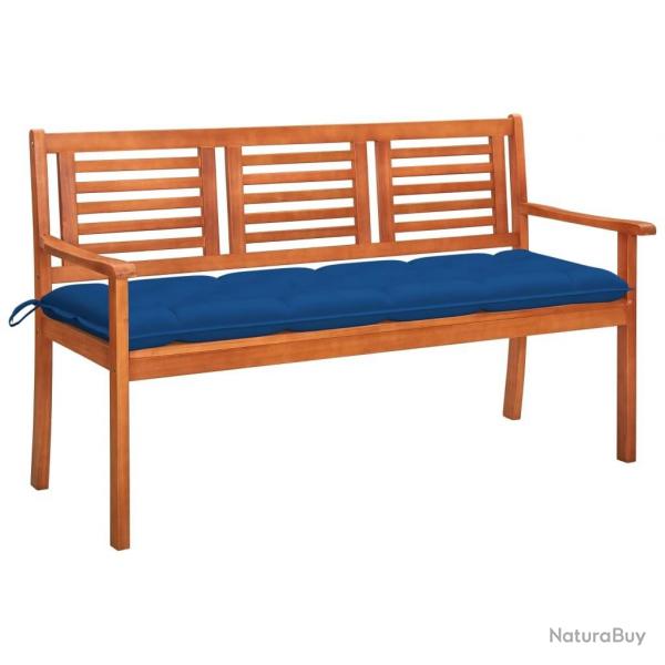 Banc de jardin 3 places avec coussin 150 cm Bois d'eucalyptus alsavelo