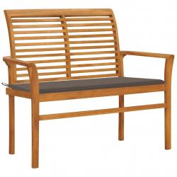 Banc de jardin avec coussin taupe 112 cm Bois de teck massif alsavelo
