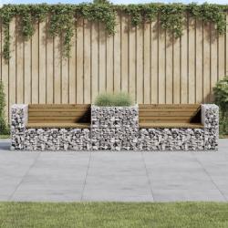 Banc de jardin avec panier en gabion bois de pin imprégné alsavelo