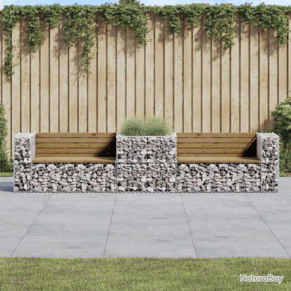 Banc de jardin avec panier en gabion bois de pin imprgn alsavelo