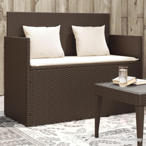 Banc de jardin avec coussins marron rsine tresse