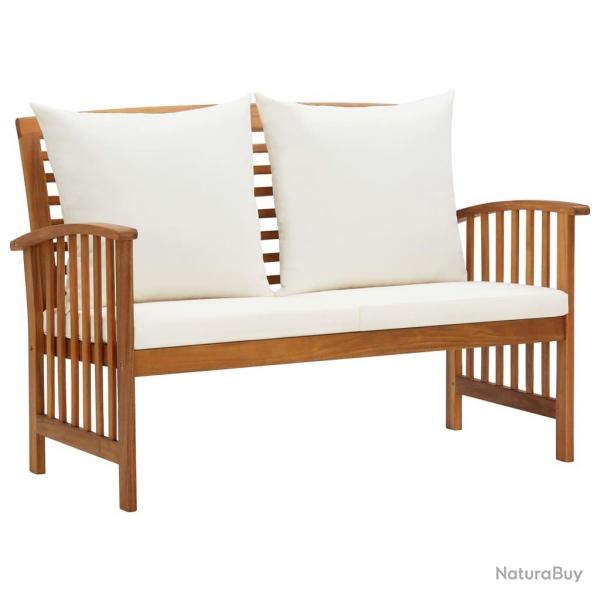 Banc de jardin avec coussins 119 cm Bois solide d'acacia alsavelo