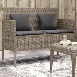 Banc de jardin avec coussins gris résine tressée alsavelo