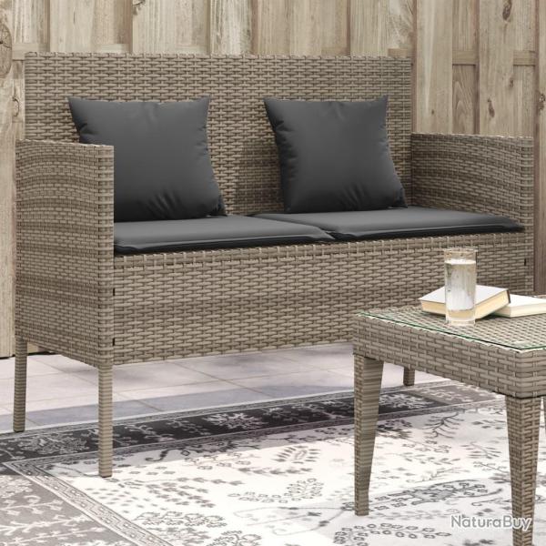 Banc de jardin avec coussins gris rsine tresse alsavelo