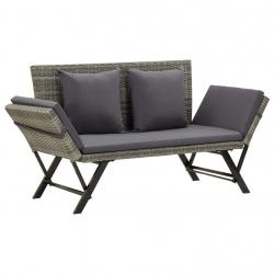 Banc de jardin avec coussins 176 cm Gris Résine tressée alsavelo