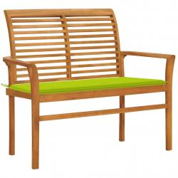 Banc de jardin avec coussin vert vif 112 cm Bois de teck massif alsavelo