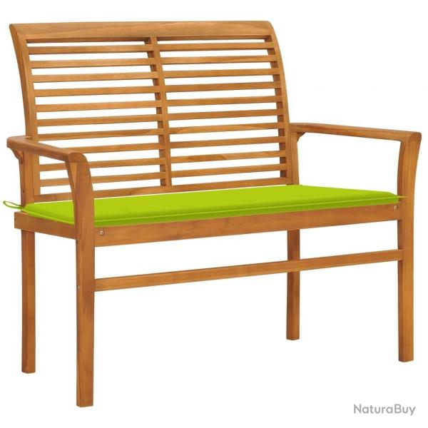 Banc de jardin avec coussin vert vif 112 cm Bois de teck massif alsavelo