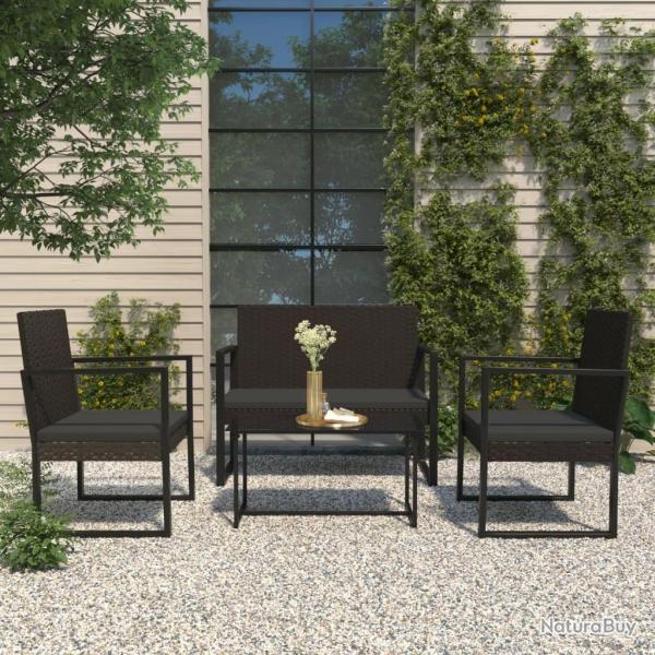 Banc de jardin avec coussins noir 106 cm rsine tresse alsavelo