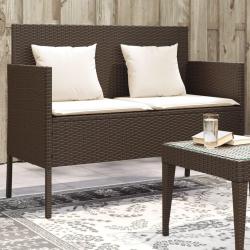 Banc de jardin avec coussins marron résine tressée alsavelo