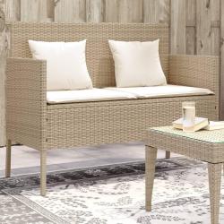 Banc de jardin avec coussins beige résine tressée alsavelo