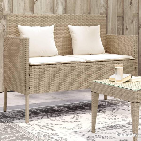 Banc de jardin avec coussins beige rsine tresse alsavelo